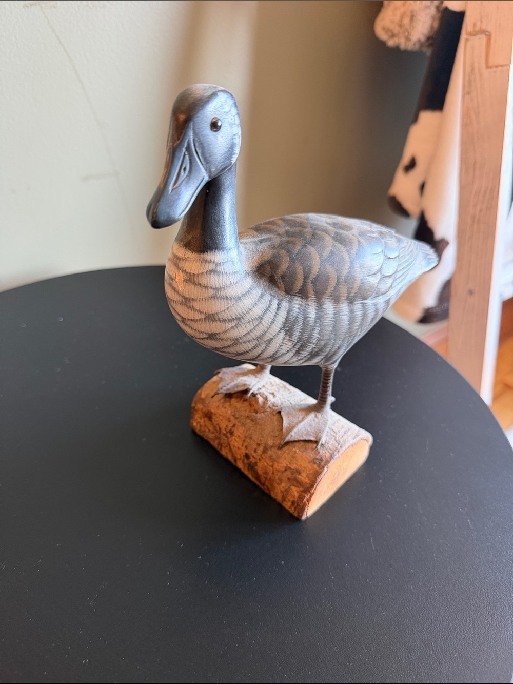 Gray Wooden Duck Figurine